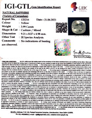 4.42 Ratti Natural Ceylonese Yellow Sapphire with Govt Lab Certificate-(6771)